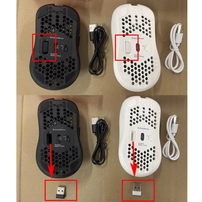 2.4G Wireless Mouse with RGB Backlit Button 3-Speed 6 DPI Type C Rechargeable Ergonomic Honeycomb Design Gaming Mouse